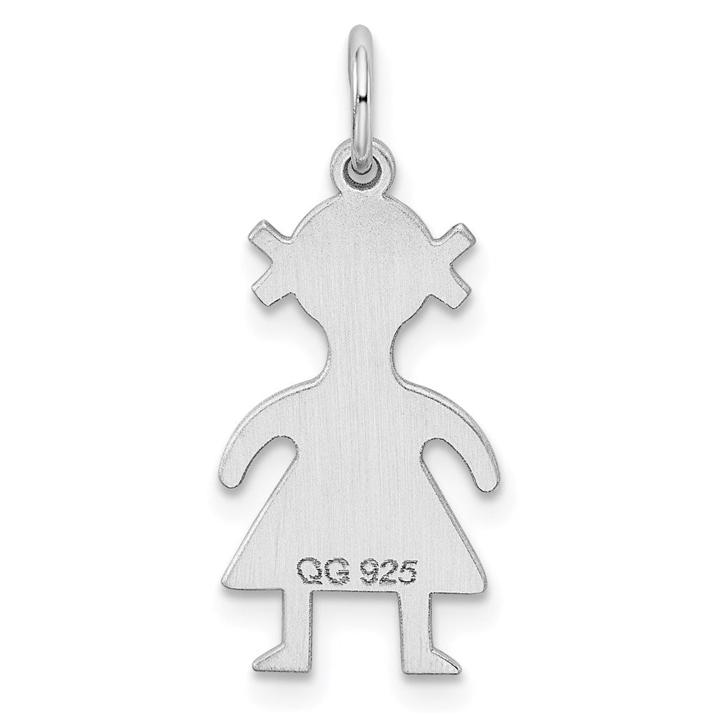 Sterlingsilber Rhodiniert Eng. Mädchen Poliert Vorderseite/back Plättchen Charm