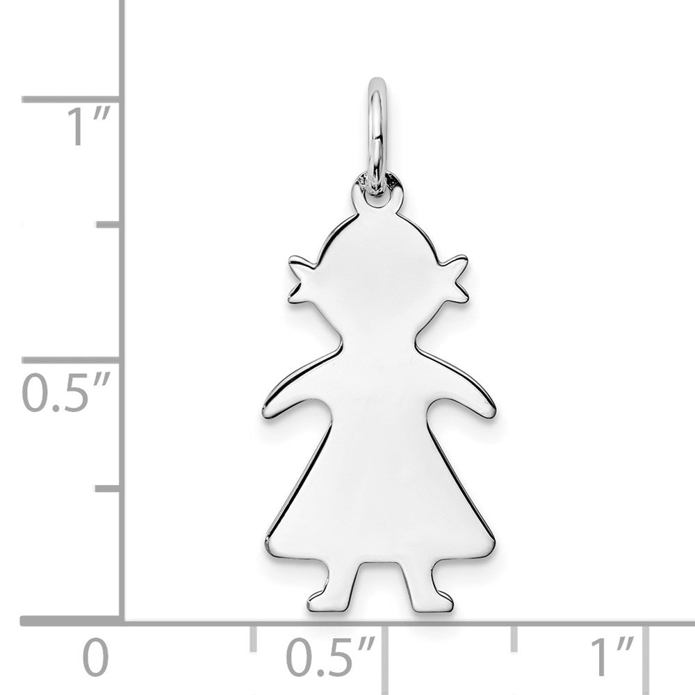 Sterlingsilber Rhodiniert Eng. Mädchen Poliert Vorderseite/back Plättchen Charm