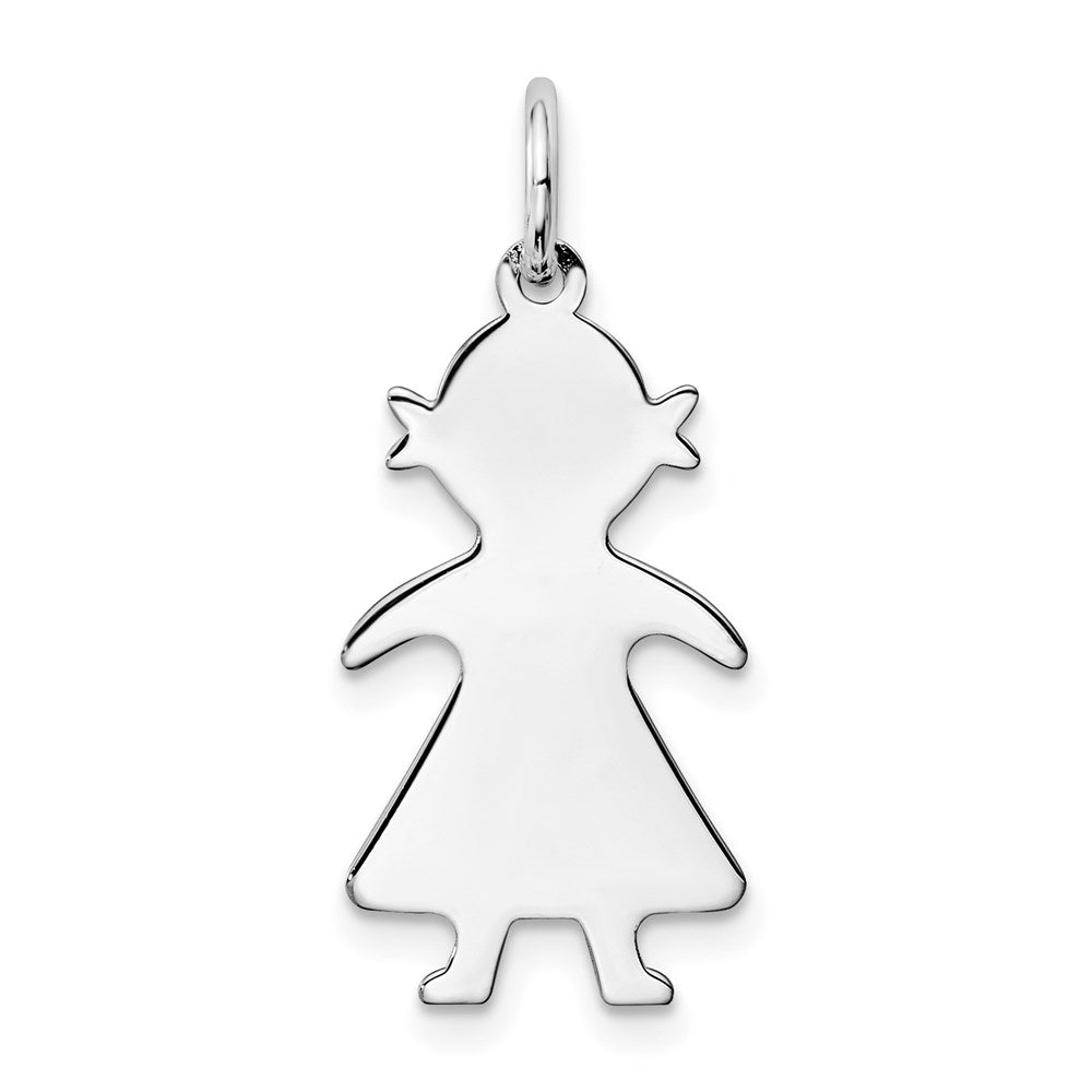 Sterlingsilber Rhodiniert Eng. Mädchen Poliert Vorderseite/back Plättchen Charm
