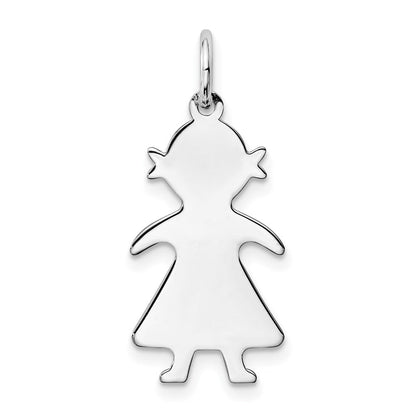 Sterlingsilber Rhodiniert Eng. Mädchen Poliert Vorderseite/back Plättchen Charm