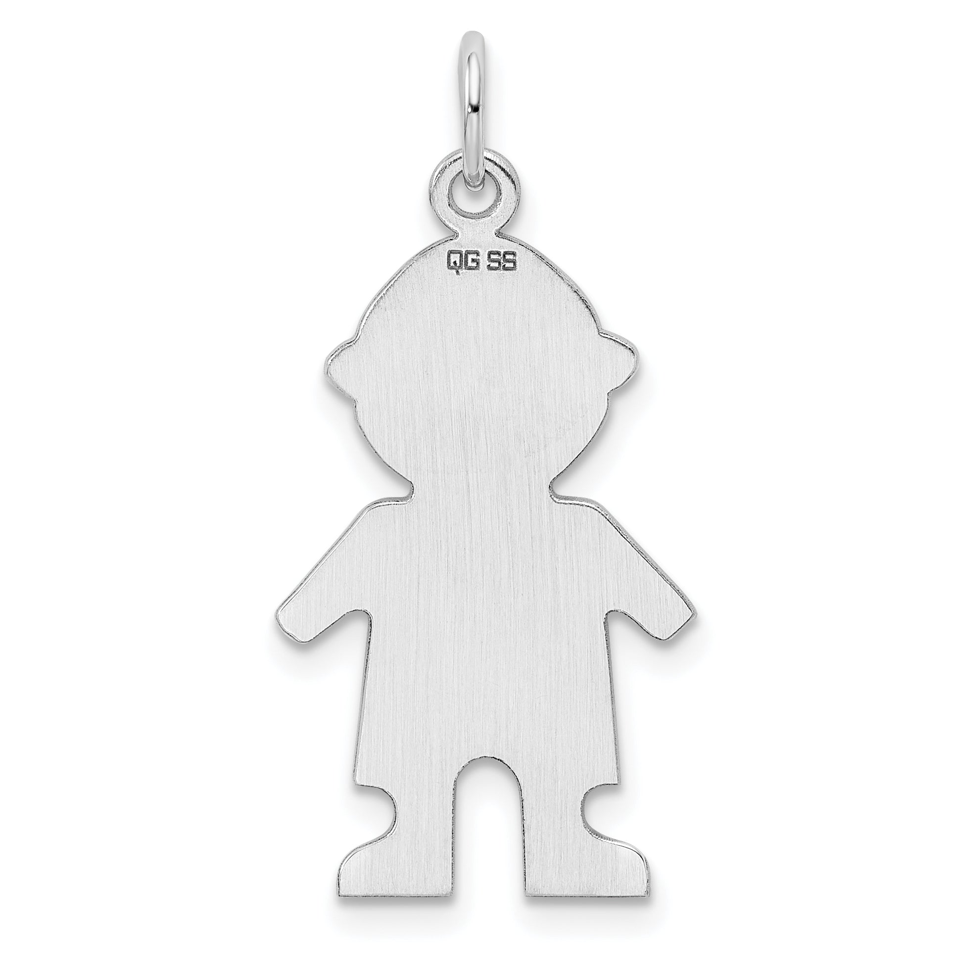 Sterlingsilber Rhodiniert Eng. Junge Poliert Vorderseite/back Plättchen Charm