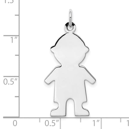 Sterlingsilber Rhodiniert Eng. Junge Poliert Vorderseite/back Plättchen Charm