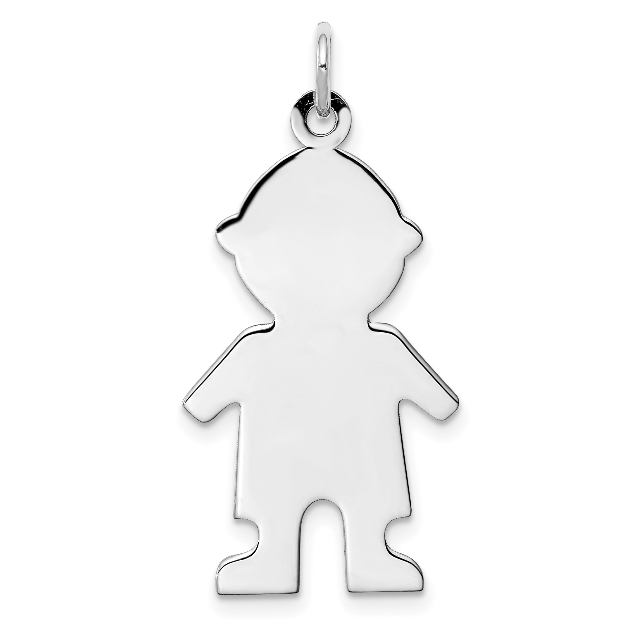 Sterlingsilber Rhodiniert Eng. Junge Poliert Vorderseite/back Plättchen Charm