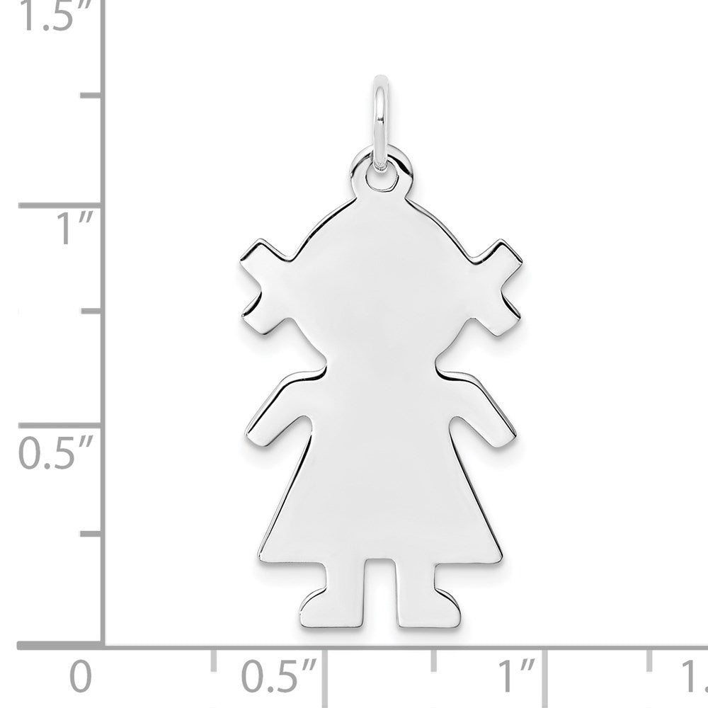 Sterlingsilber Rhodiniert Eng. Mädchen Poliert Vorderseite/satin Rückseite Plättchen Charm