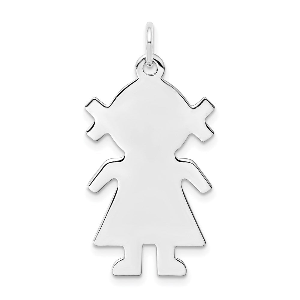 Sterlingsilber Rhodiniert Eng. Mädchen Poliert Vorderseite/satin Rückseite Plättchen Charm