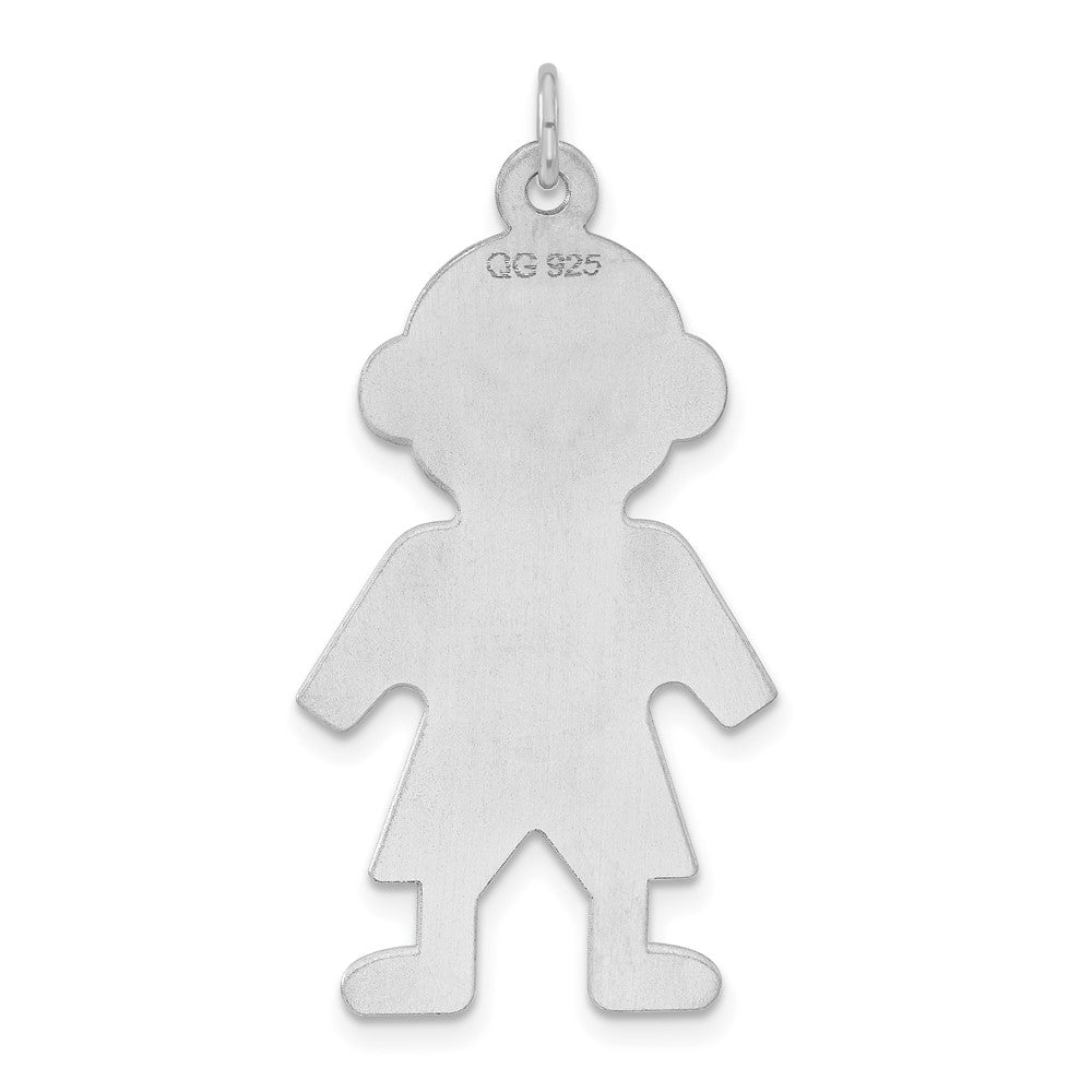 Sterlingsilber Rhodiniert Gravierbar Junge Poliert Vorderseite/satin Rückseite Plättchen Charm