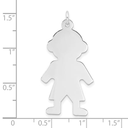 Sterlingsilber Rhodiniert Gravierbar Junge Poliert Vorderseite/satin Rückseite Plättchen Charm