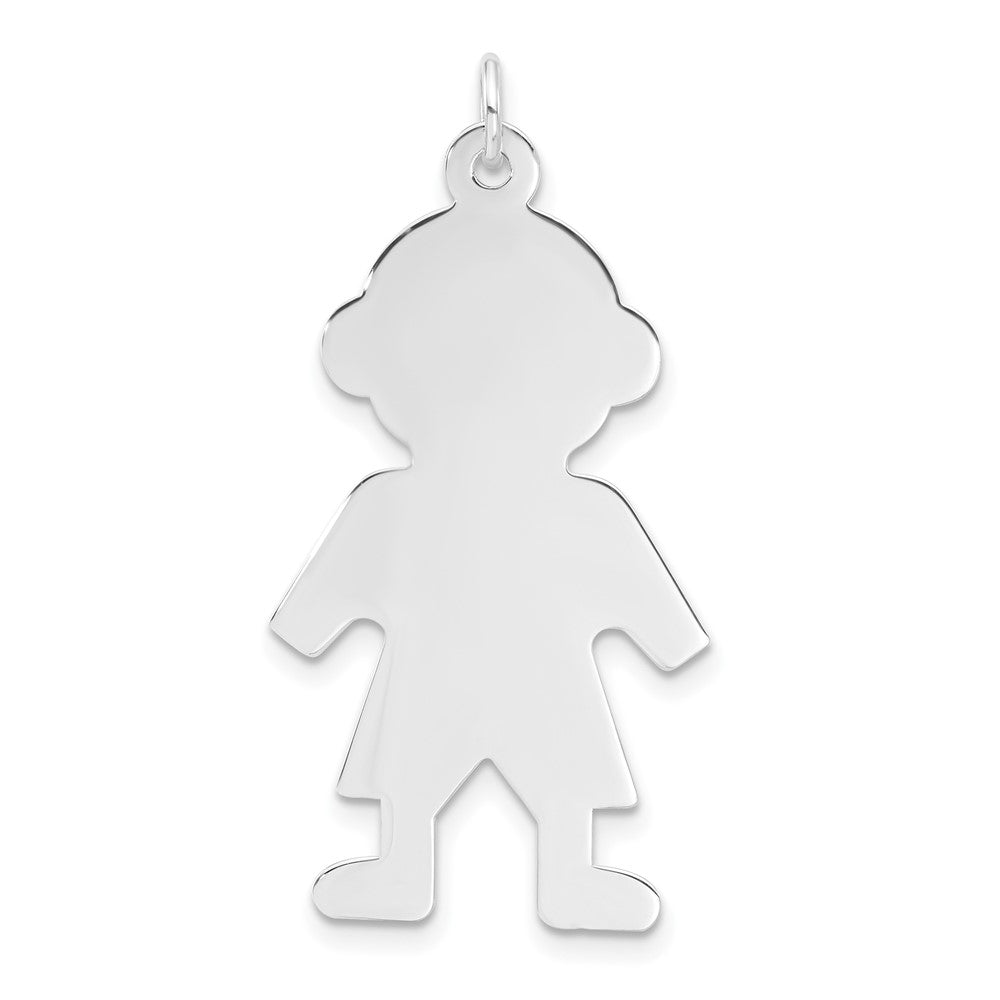 Sterlingsilber Rhodiniert Gravierbar Junge Poliert Vorderseite/satin Rückseite Plättchen Charm