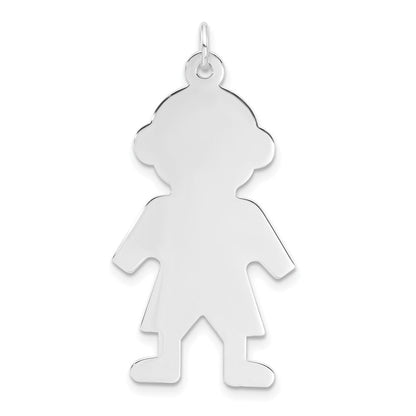 Sterlingsilber Rhodiniert Gravierbar Junge Poliert Vorderseite/satin Rückseite Plättchen Charm