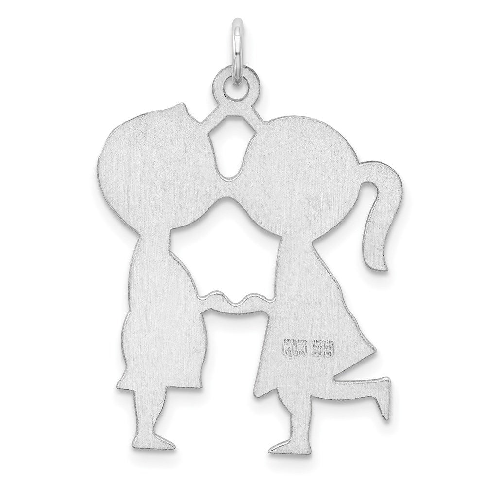 Sterlingsilber Rhodiniert Gravierbar Junge/girl Plättchen Charm