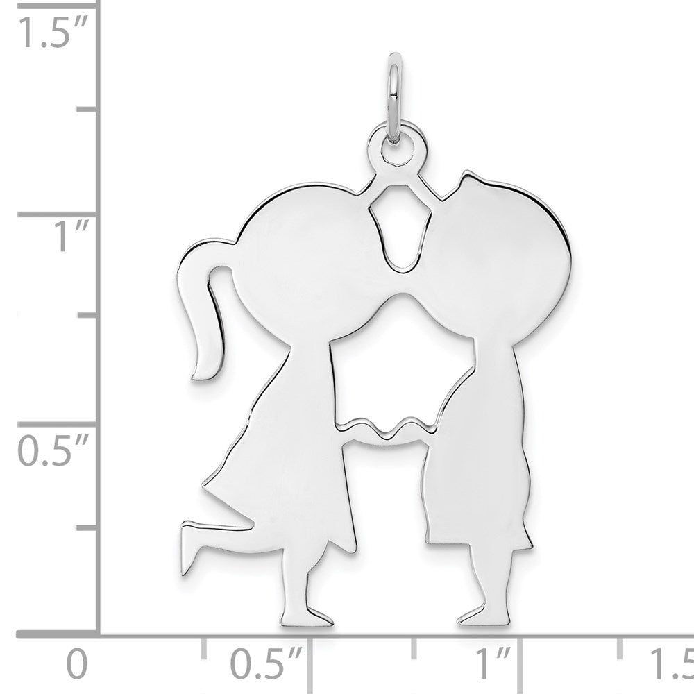 Sterlingsilber Rhodiniert Gravierbar Junge/girl Plättchen Charm