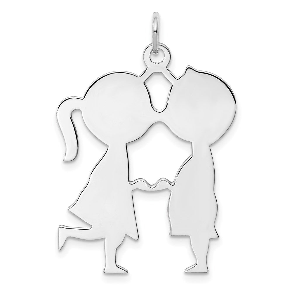 Sterlingsilber Rhodiniert Gravierbar Junge/girl Plättchen Charm