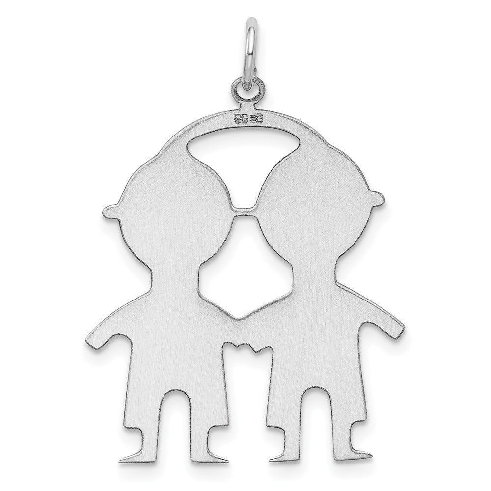 Sterlingsilber Ss Rhodiniert-plt Gravierbar Junge/boy Poliert Vorderseite/satin Rückseite Plättchen Charm
