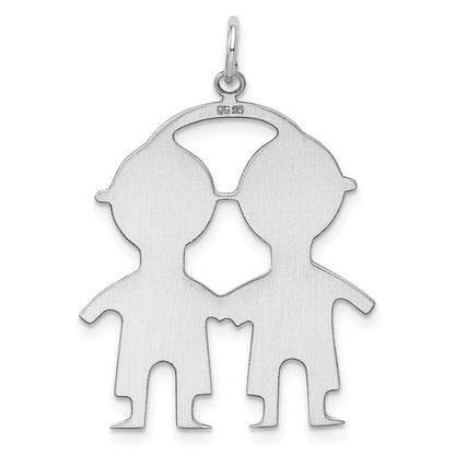 Sterlingsilber Ss Rhodiniert-plt Gravierbar Junge/boy Poliert Vorderseite/satin Rückseite Plättchen Charm