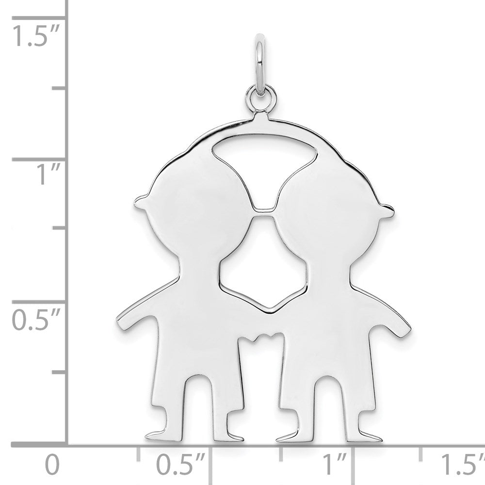 Sterlingsilber Ss Rhodiniert-plt Gravierbar Junge/boy Poliert Vorderseite/satin Rückseite Plättchen Charm