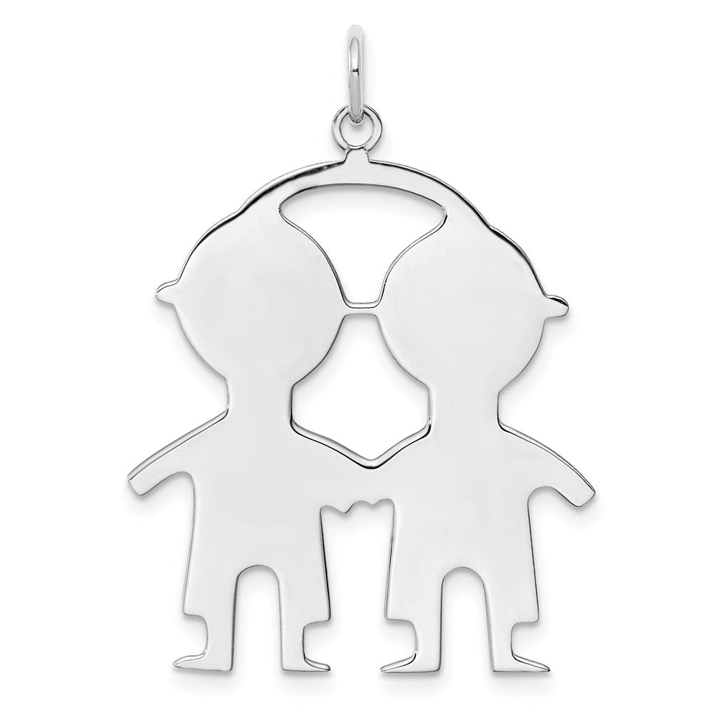 Sterlingsilber Ss Rhodiniert-plt Gravierbar Junge/boy Poliert Vorderseite/satin Rückseite Plättchen Charm
