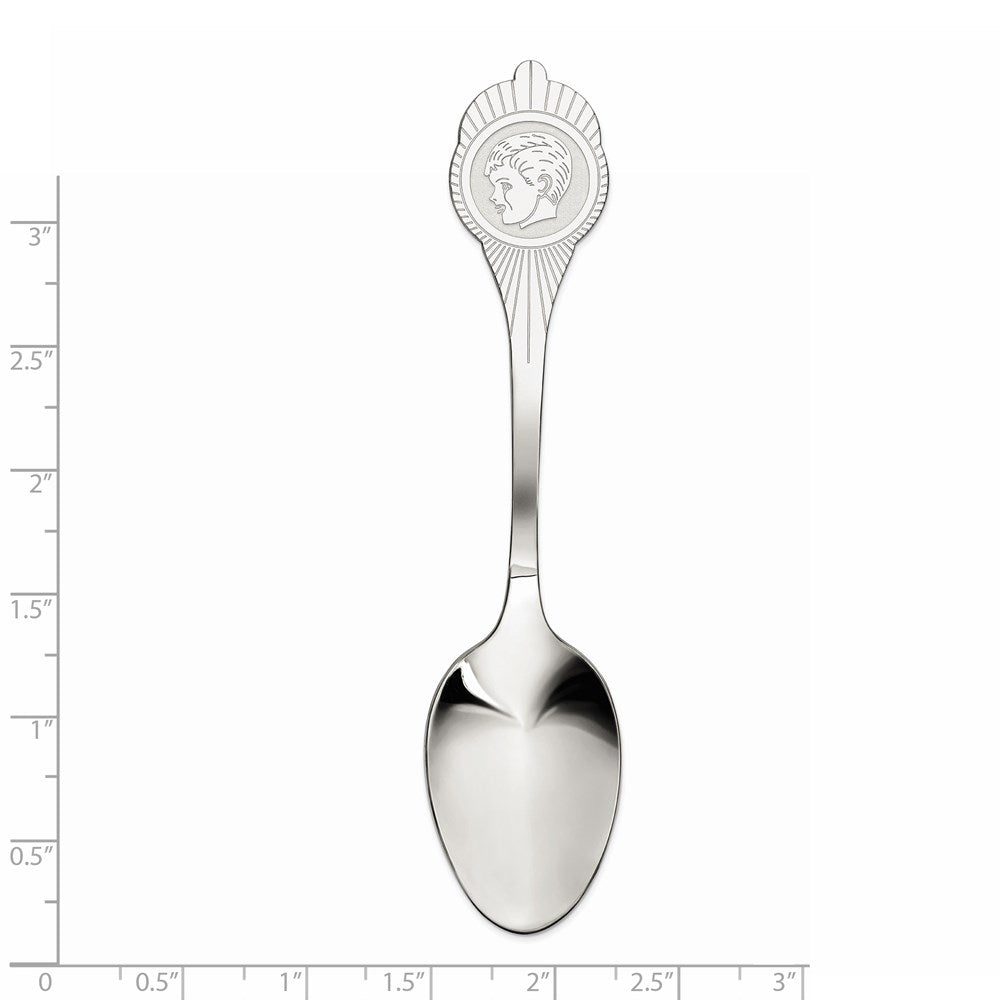 Sterlingsilber Rhodiniert Junge Poliert Vorderseite/satin Rückseite Spoon