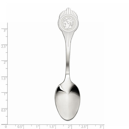 Sterlingsilber Rhodiniert Junge Poliert Vorderseite/satin Rückseite Spoon