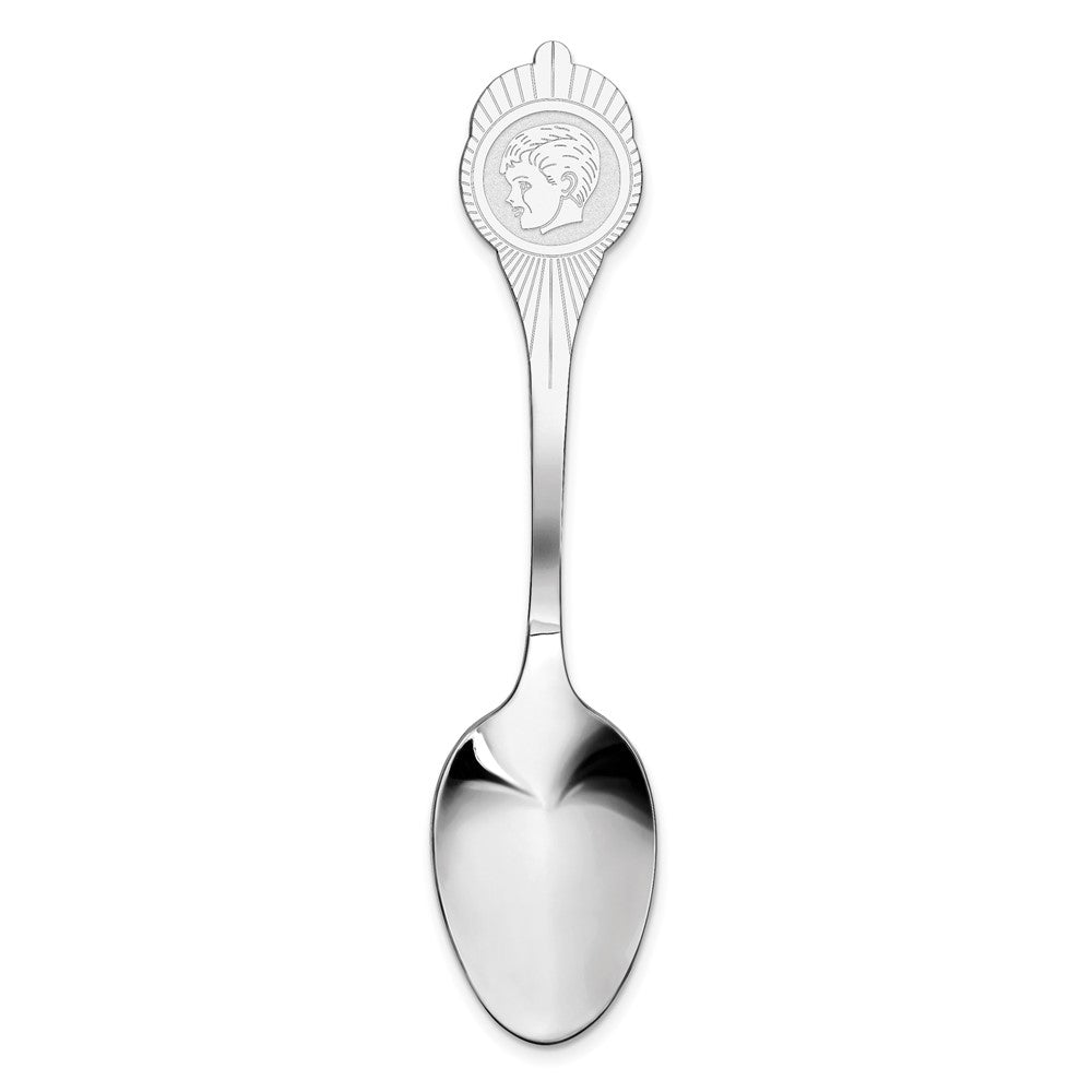 Sterlingsilber Rhodiniert Junge Poliert Vorderseite/satin Rückseite Spoon