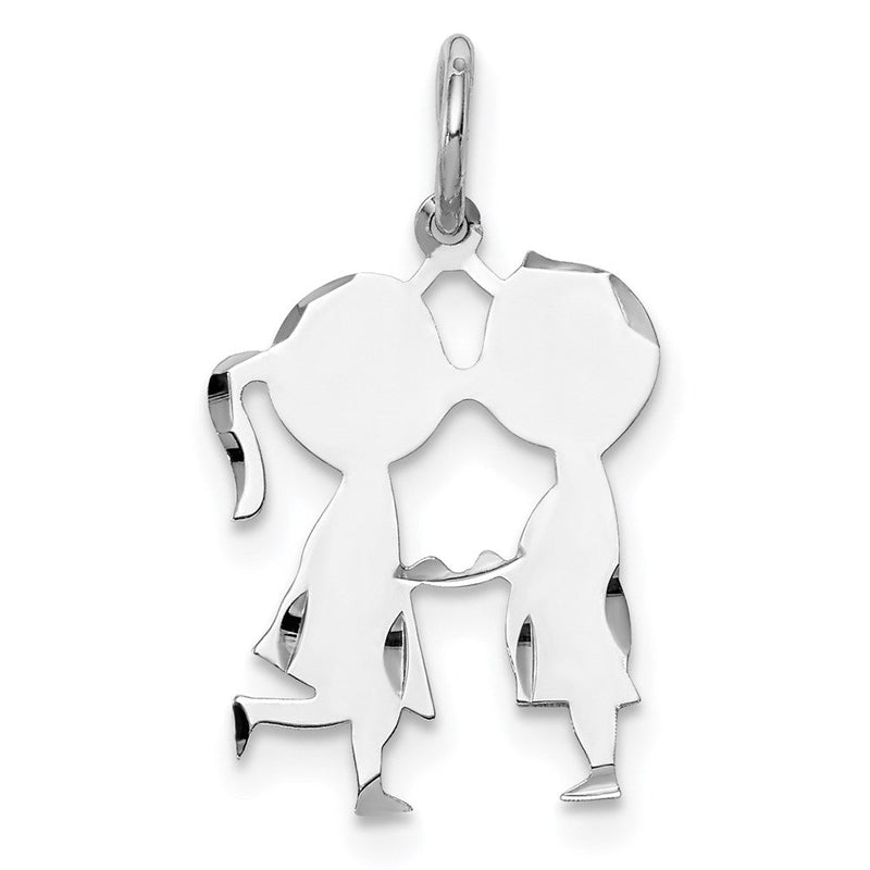 Sterlingsilber Ss Rhodiniert-plt Gravierbar Junge/girl Poliert Vorderseite/satin Rückseite Plättchen Charm