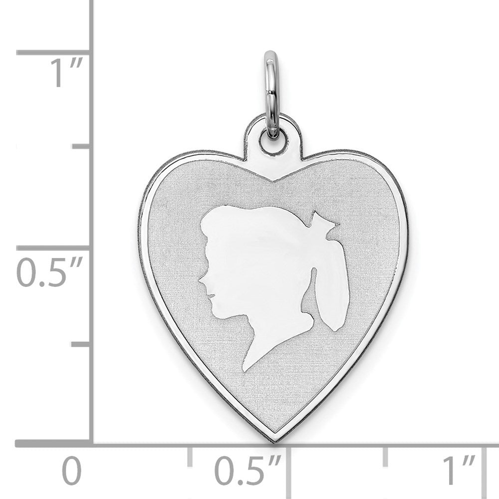 Sterlingsilber Rhodiniert Gravierbar Mädchen Plättchen Charm
