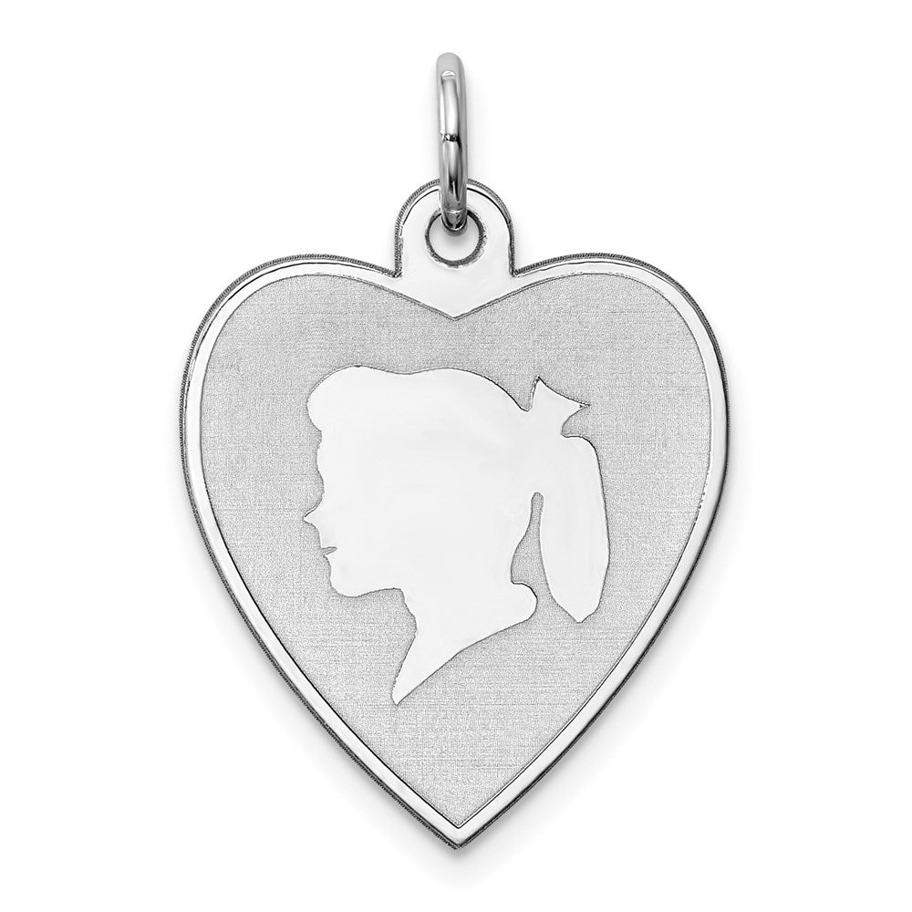 Sterlingsilber Rhodiniert Gravierbar Mädchen Plättchen Charm