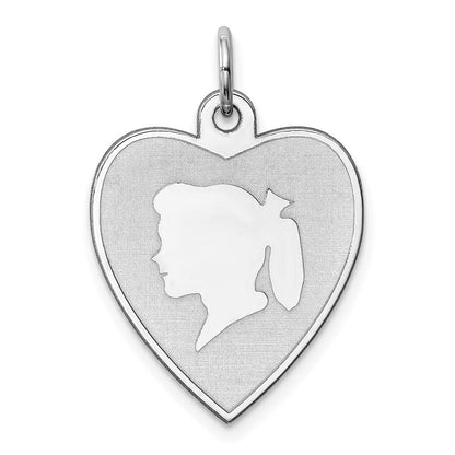 Sterlingsilber Rhodiniert Gravierbar Mädchen Plättchen Charm