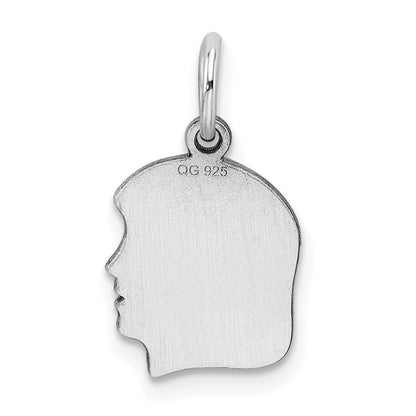 Sterlingsilber Rhodiniert-plt Gravierbar Mädchen Plättchen Charm Poliert auf Vorderseite/back