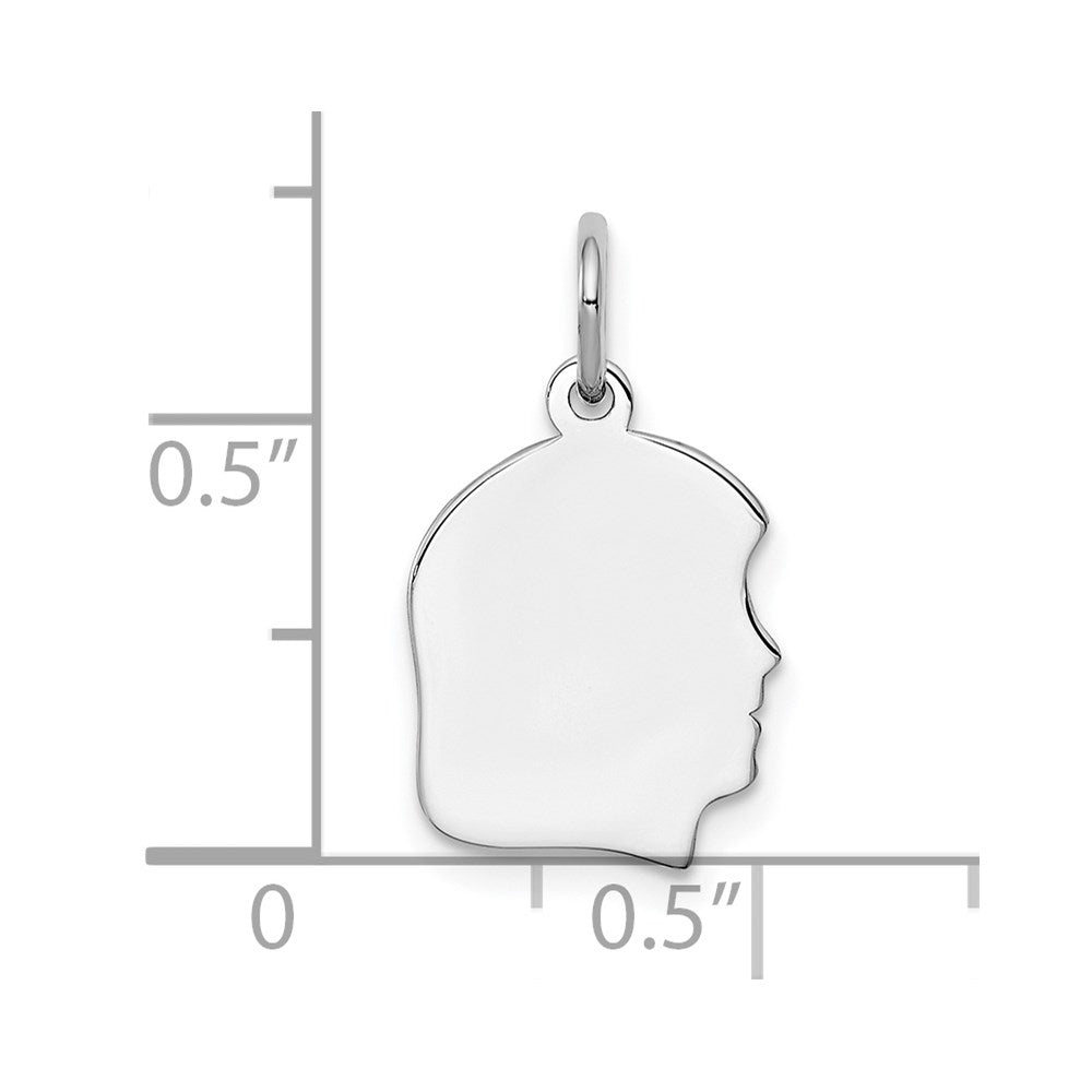 Sterlingsilber Rhodiniert-plt Gravierbar Mädchen Plättchen Charm Poliert auf Vorderseite/back