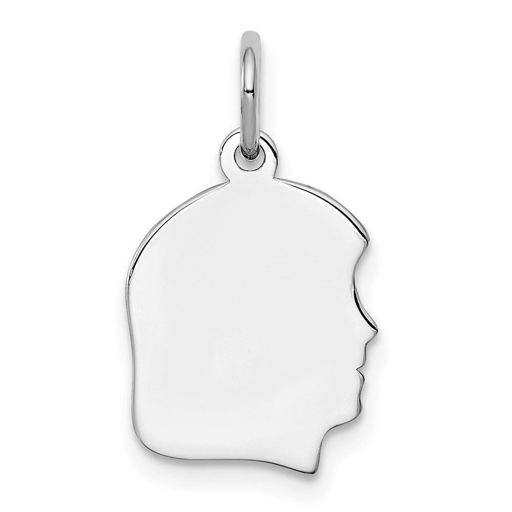 Sterlingsilber Rhodiniert-plt Gravierbar Mädchen Plättchen Charm Poliert auf Vorderseite/back