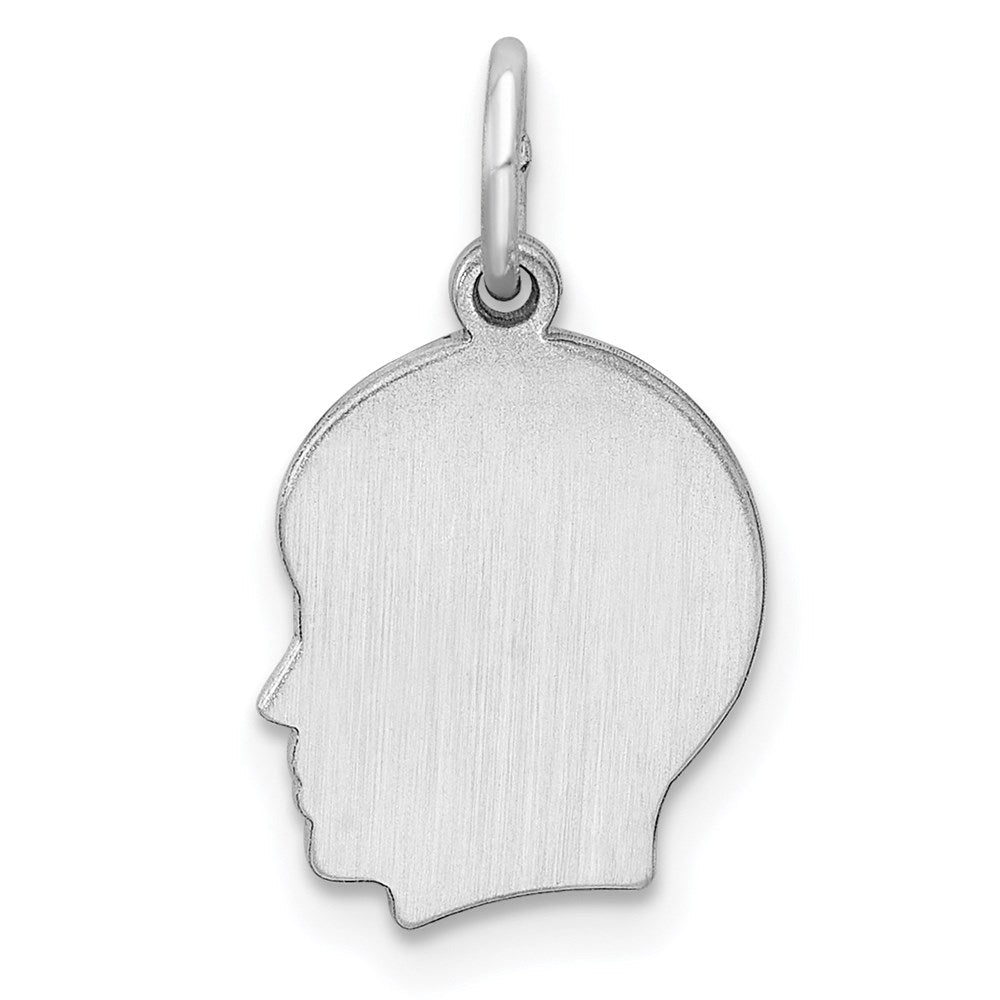 Sterlingsilber Rhodiniert-plt Gravierbar Junge Plättchen Charm Poliert auf Vorderseite/back