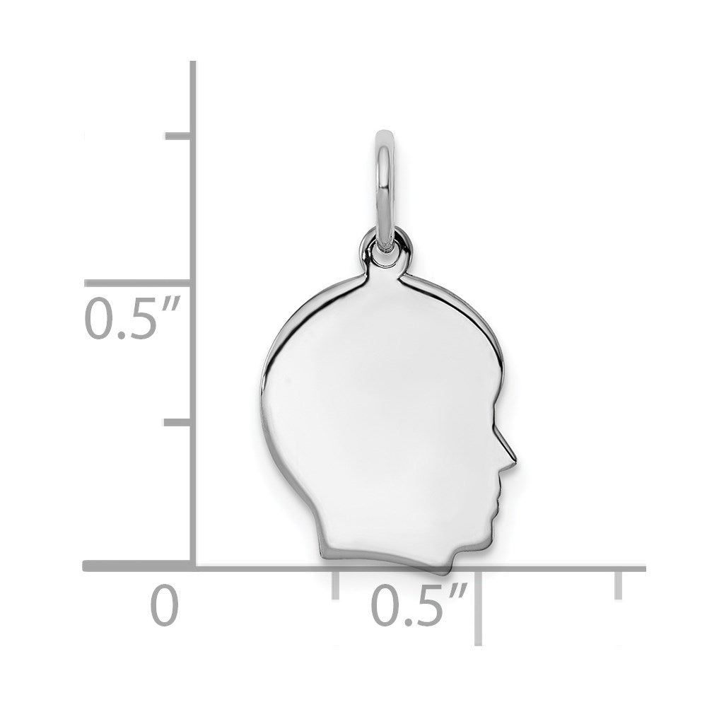 Sterlingsilber Rhodiniert-plt Gravierbar Junge Plättchen Charm Poliert auf Vorderseite/back