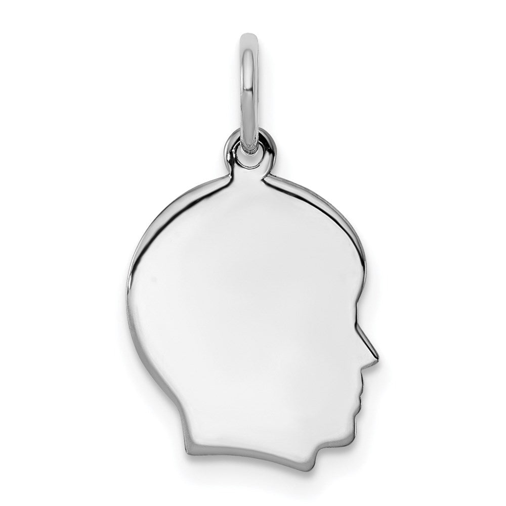 Sterlingsilber Rhodiniert-plt Gravierbar Junge Plättchen Charm Poliert auf Vorderseite/back