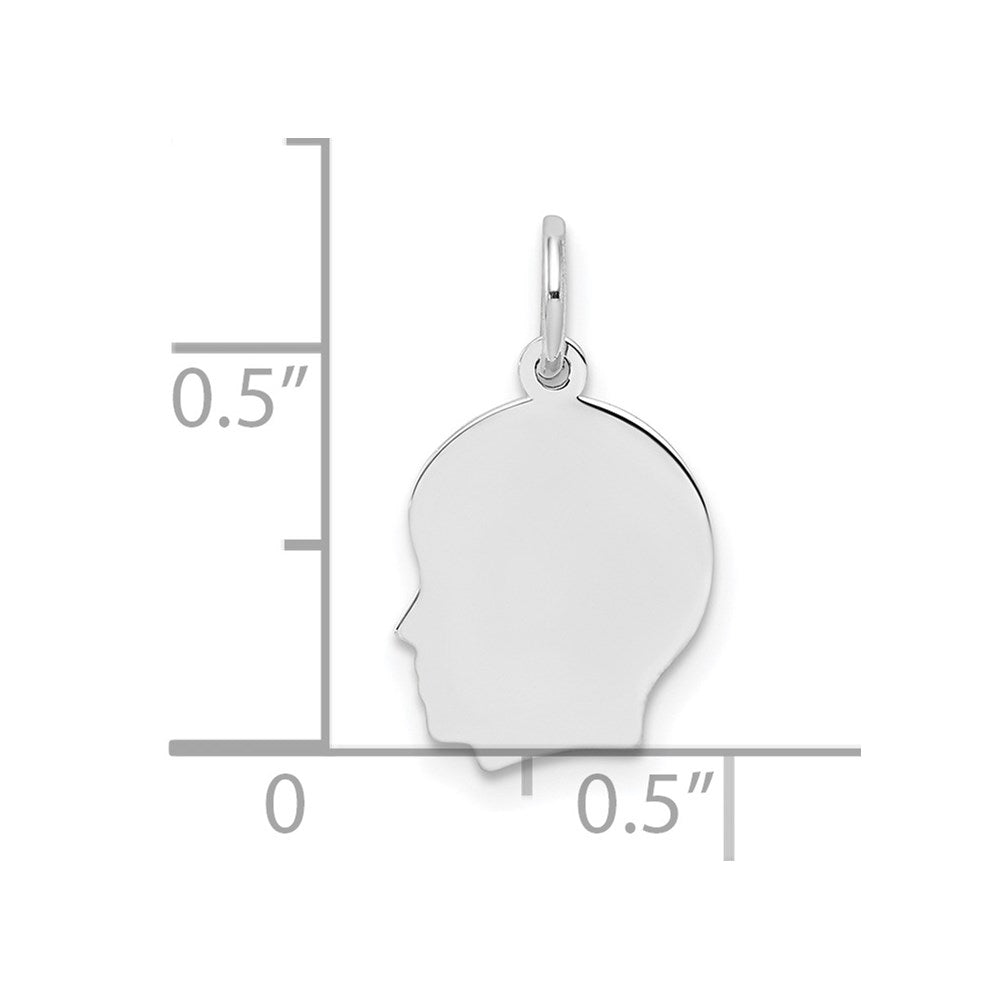 Sterlingsilber Rhodiniert-plt Gravierbar Junge Plättchen Charm Poliert auf Vorderseite/back