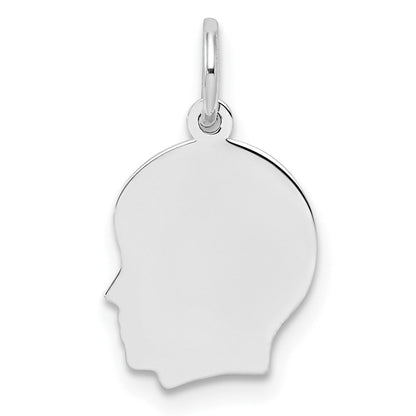 Sterlingsilber Rhodiniert-plt Gravierbar Junge Plättchen Charm Poliert auf Vorderseite/back