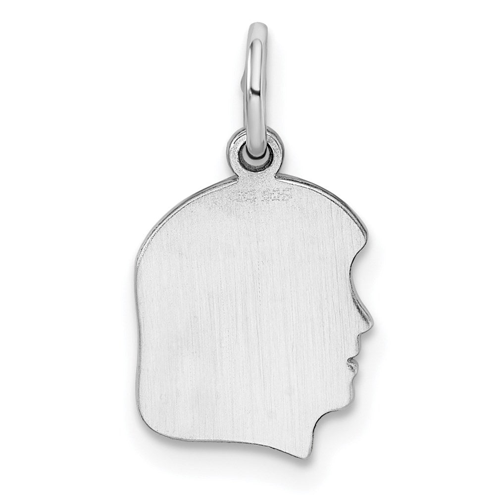 Sterlingsilber Rhodiniert-plt Gravierbar Mädchen Plättchen Charm Poliert auf Vorderseite/back