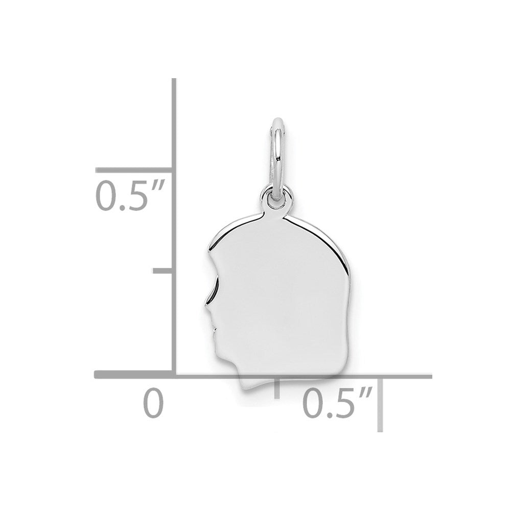 Sterlingsilber Rhodiniert-plt Gravierbar Mädchen Plättchen Charm Poliert auf Vorderseite/back