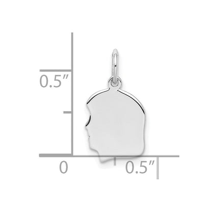 Sterlingsilber Rhodiniert-plt Gravierbar Mädchen Plättchen Charm Poliert auf Vorderseite/back