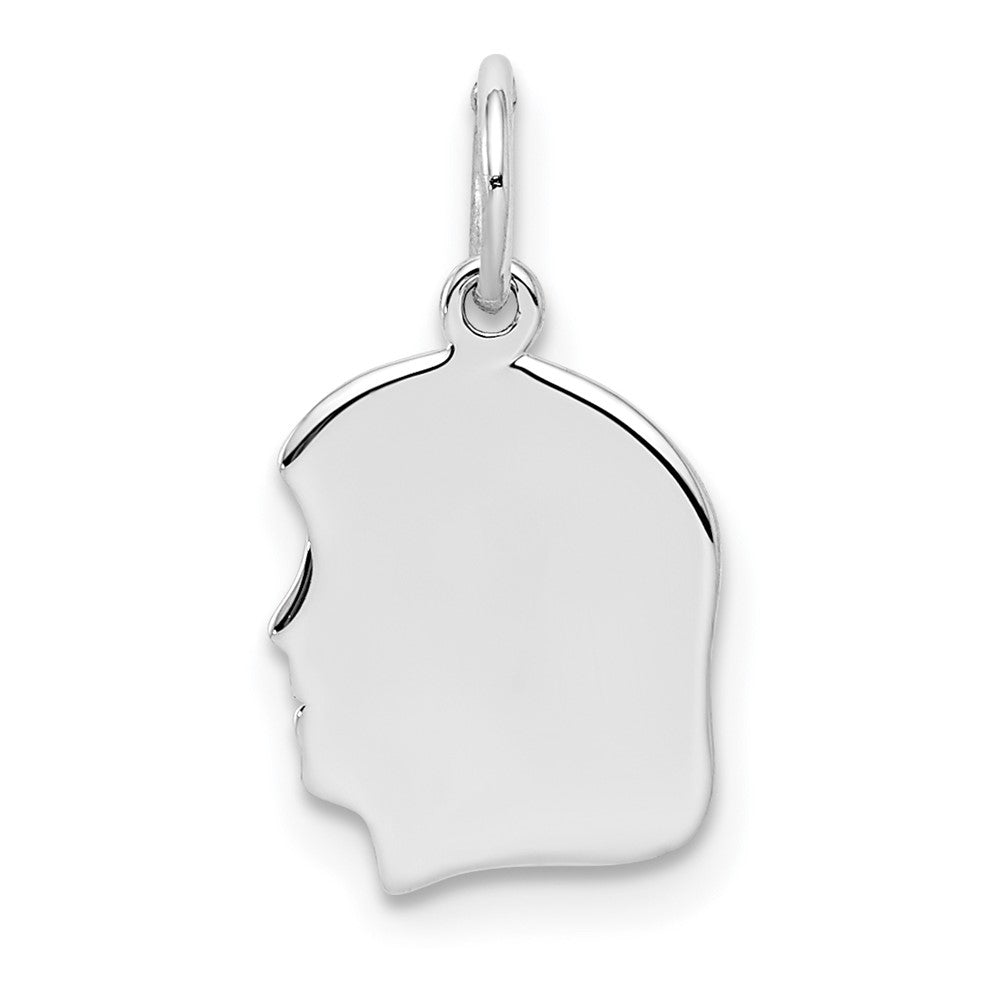 Sterlingsilber Rhodiniert-plt Gravierbar Mädchen Plättchen Charm Poliert auf Vorderseite/back
