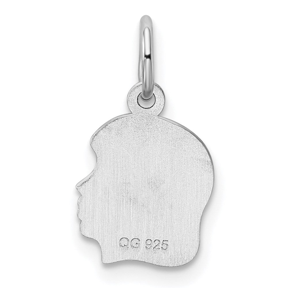 Sterlingsilber Sterl Rhodiniert-plt Gravierbar Mädchen Poliert Vorderseite/satin Rückseite Plättchen Charm