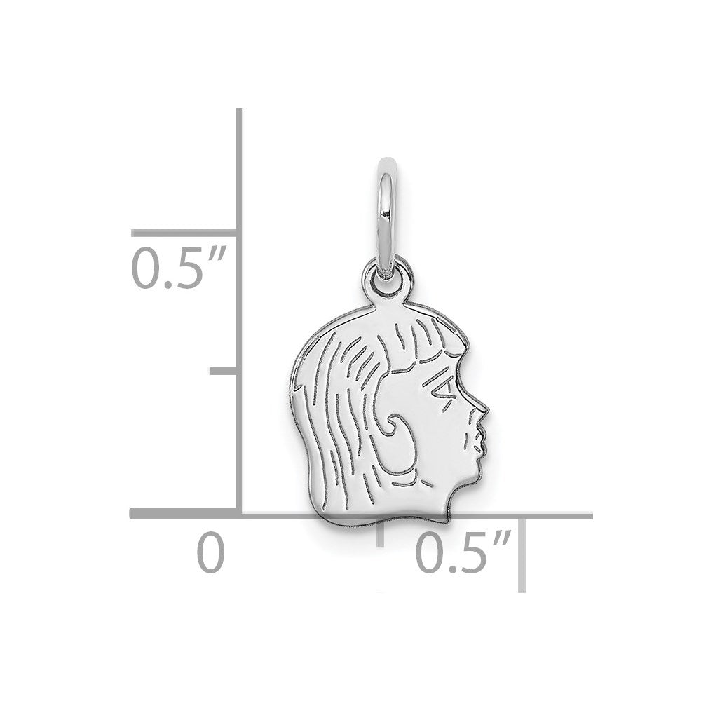 Sterlingsilber Rhodiniert-plt Gravierbar Mädchen Plättchen Charm Poliert auf Vorderseite/back