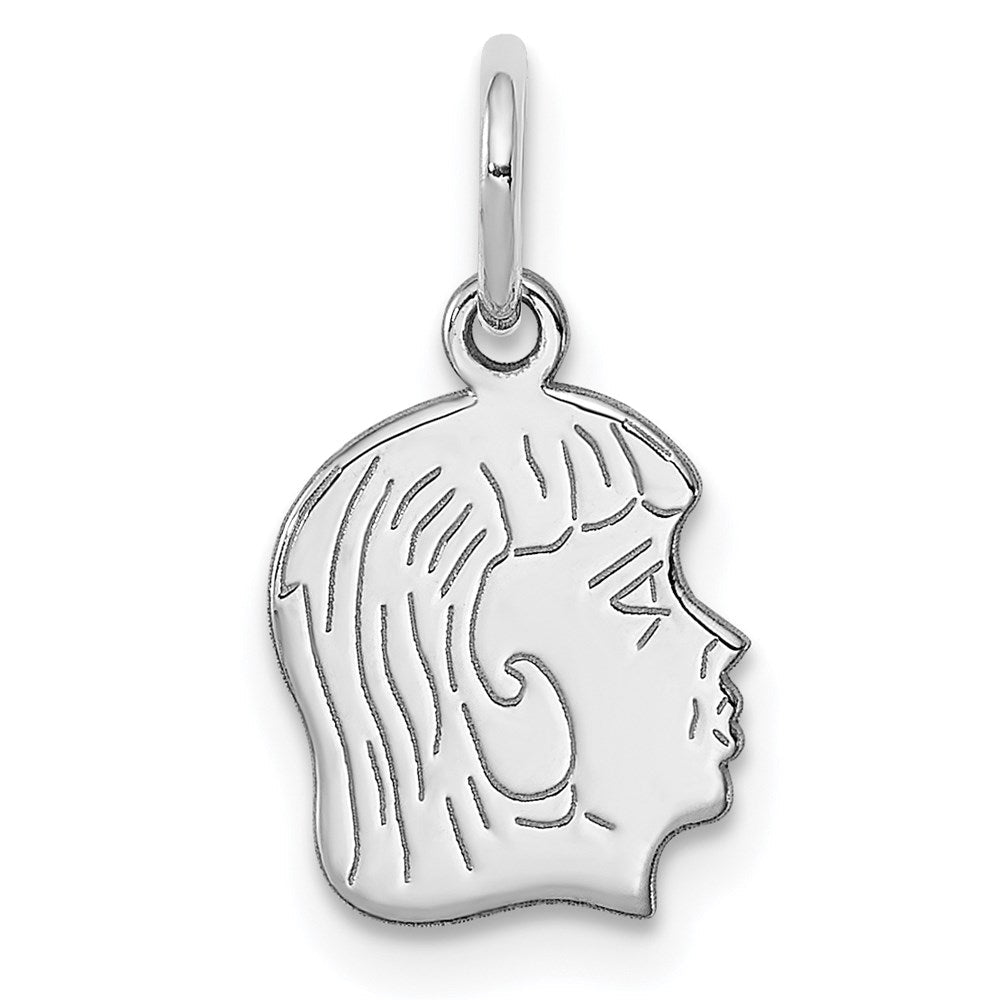 Sterlingsilber Rhodiniert-plt Gravierbar Mädchen Plättchen Charm Poliert auf Vorderseite/back
