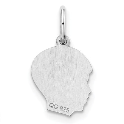 Sterlingsilber Sterl Rhodiniert-plt Gravierbar Junge Poliert Vorderseite/satin Rückseite Plättchen Charm