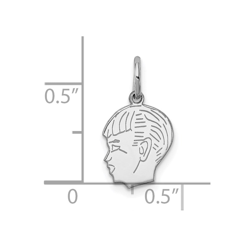 Sterlingsilber Rhodiniert-plt Gravierbar Junge Plättchen Charm Poliert auf Vorderseite/back