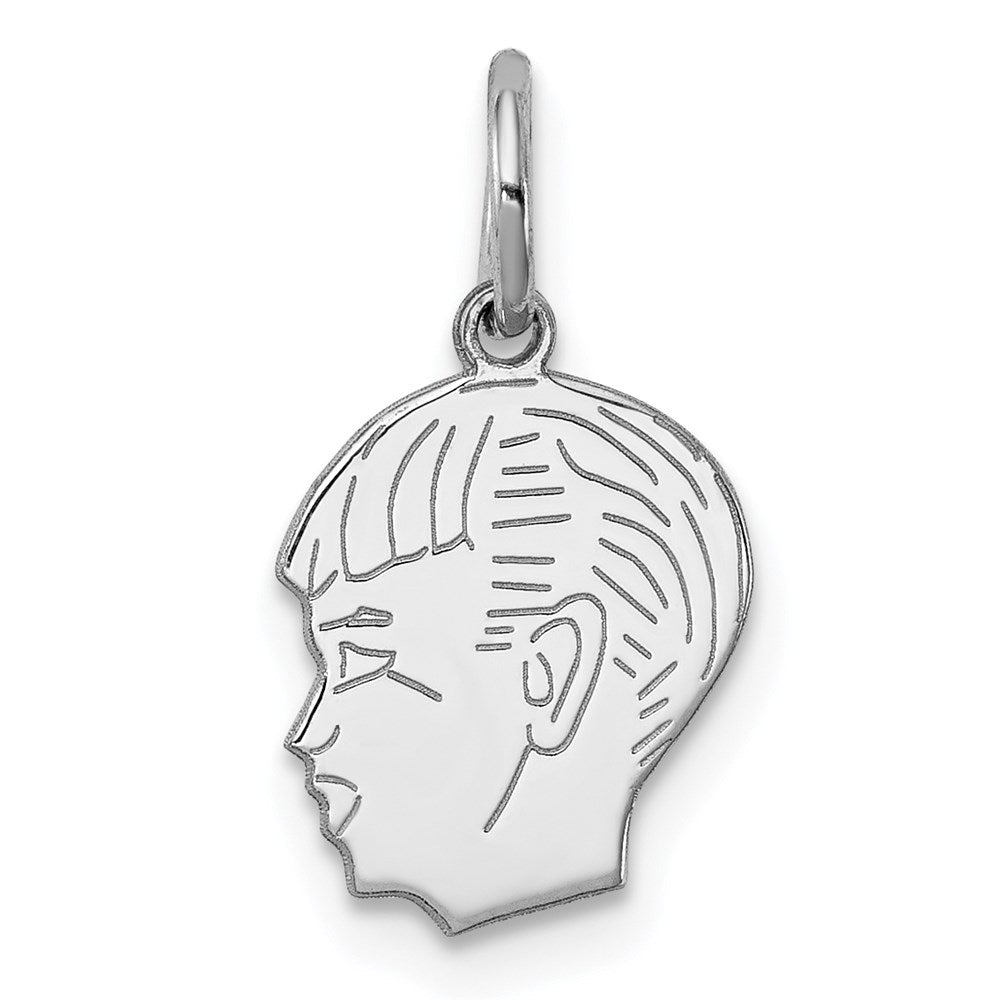Sterlingsilber Rhodiniert-plt Gravierbar Junge Plättchen Charm Poliert auf Vorderseite/back