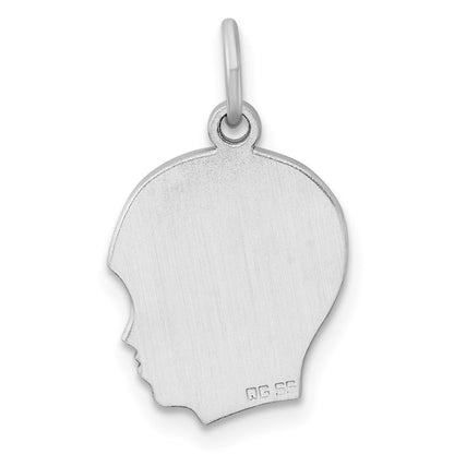 Sterlingsilber Rhodiniert-plt Gravierbar Junge Plättchen Charm Poliert auf Vorderseite/back