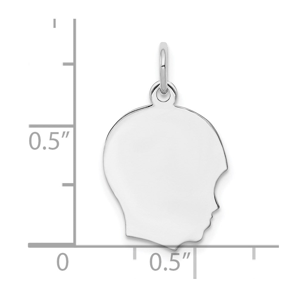 Sterlingsilber Rhodiniert-plt Gravierbar Junge Plättchen Charm Poliert auf Vorderseite/back