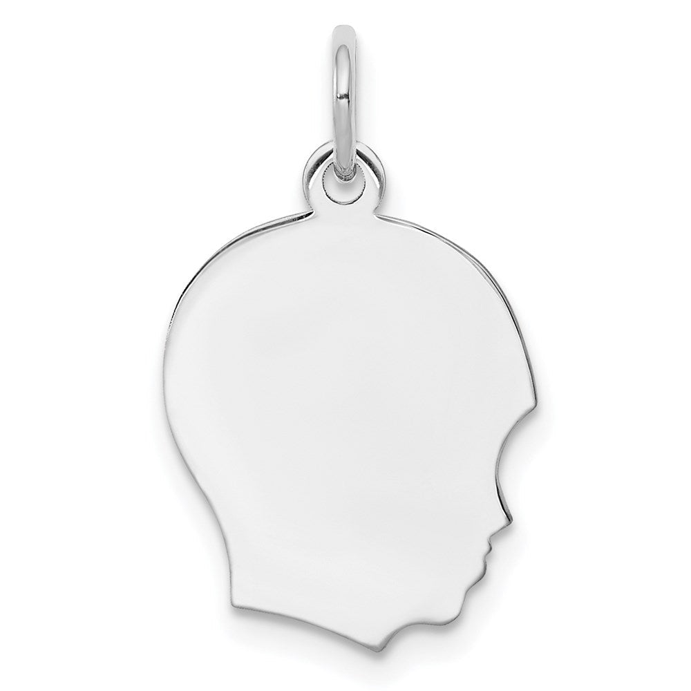 Sterlingsilber Rhodiniert-plt Gravierbar Junge Plättchen Charm Poliert auf Vorderseite/back