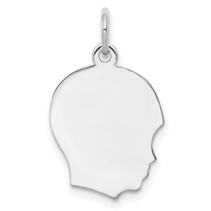 Sterlingsilber Rhodiniert-plt Gravierbar Junge Plättchen Charm Poliert auf Vorderseite/back