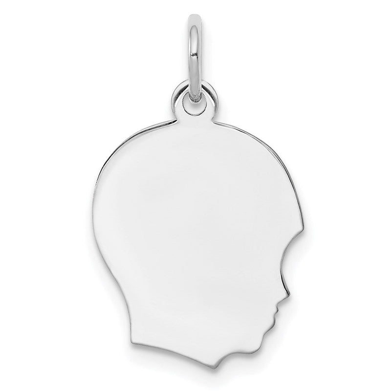 Sterlingsilber Sterl Rhodiniert-plt Gravierbar Junge Poliert Vorderseite/satin Rückseite Plättchen Charm